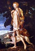 School of Fontainebleau Diana huntress oil